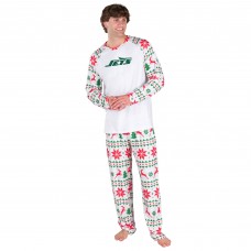 New York Jets Concepts Sport White Tidings All-Over Print Knit Long Sleeve Top & Pants Set New York Jets Concepts Sport White Tidings All-Over Print Knit Long Sleeve Top & Pants Set