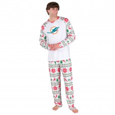 Miami Dolphins Concepts Sport White Tidings All-Over Print Knit Long Sleeve Top & Pants Set Miami Dolphins Concepts Sport White Tidings All-Over Print Knit Long Sleeve Top & Pants Set