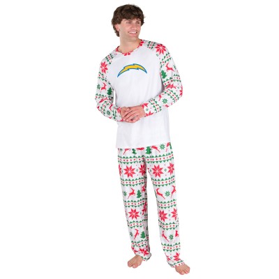 Los Angeles Chargers Concepts Sport White Tidings All-Over Print Knit Long Sleeve Top & Pants Set