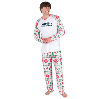 Seattle Seahawks Concepts Sport White Tidings All-Over Print Knit Long Sleeve Top & Pants Set