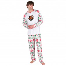 Cincinnati Bengals Concepts Sport White Tidings All-Over Print Knit Long Sleeve Top & Pants Set