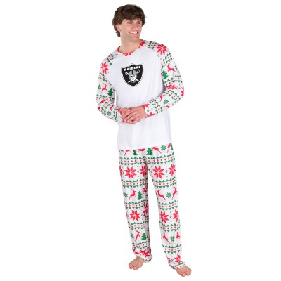 Las Vegas Raiders Concepts Sport White Tidings All-Over Print Knit Long Sleeve Top & Pants Set