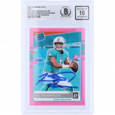 Tua Tagovailoa Miami Dolphins Autographed 2020 Panini Donruss Optic Pink Prizm #152 Beckett Fanatics Witnessed Authenticated 10 Rookie Card