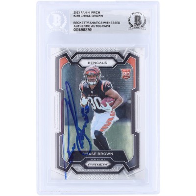 Chase Brown Cincinnati Bengals Autographed 2023 Panini Prizm #318 Beckett Fanatics Witnessed Authenticated Rookie Card