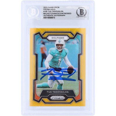 Tua Tagovailoa Miami Dolphins Autographed 2023 Panini Prizm Gold Prizm #190 #/10 Beckett Fanatics Witnessed Authenticated Card