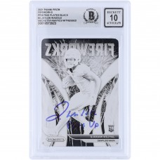 Jaylen Waddle Miami Dolphins Autographed 2021 Panini Prizm Fireworks Black Printing Plate #5 #1/1 Beckett Fanatics Witnessed Authenticated 10 Rookie Card with Phins Up Inscription