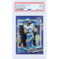 Puka Nacua Los Angeles Rams 2023 Panini Donruss Optic Purple Stars Prizm #238 #/15 PSA Authenticated 9 Rookie Card