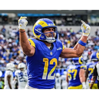 Puka Nacua Los Angeles Rams Unsigned Fanatics Authentic 2025 Week 4 Touchdown Celebration Photograph
