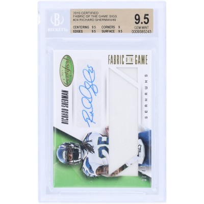 Richard Sherman Seattle Seahawks Autographed 2015 Panini Certified Jumbo Relic #FOTG-RS #37/49 BGS Authenticated 9.5/10 Card - 9.5,9,9.5,9.5 Subgrades