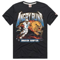 Unisex Los Angeles Chargers Omarion Hampton Homage Charcoal Angry Runs Player Graphic Tri-Blend T-Shirt