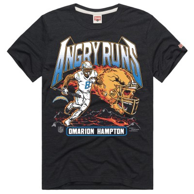 Unisex Los Angeles Chargers Omarion Hampton Homage Charcoal Angry Runs Player Graphic Tri-Blend T-Shirt