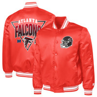 Куртка Atlanta Falcons Starter Red Printed Triangle Graphic Satin Full-Snap Varsity