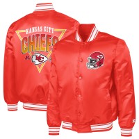 Kansas City Chiefs Starter Red Printed Triangle Graphic Satin Full-Snap Varsity Jacket