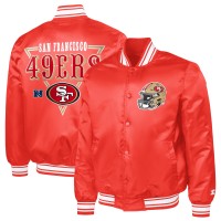 San Francisco 49ers Starter Red Printed Triangle Graphic Satin Full-Snap Varsity Jacket