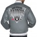 Las Vegas Raiders Starter Gray Printed Triangle Graphic Satin Full-Snap Varsity Jacket