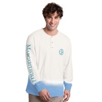 Pittsburgh Steelers Margaritaville White/Light Blue Island Reserve Long Sleeve Henley Shirt