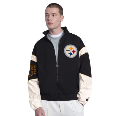 Pittsburgh Steelers Starter Black The Gust Full-Zip Hoodie