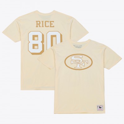San Francisco 49ers Jerry Rice Mitchell & Ness Cream Sandman Name & Number T-Shirt