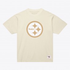 Pittsburgh Steelers Troy Polamalu Mitchell & Ness Cream Sandman Name & Number T-Shirt Pittsburgh Steelers Troy Polamalu Mitchell & Ness Cream Sandman Name & Number T-Shirt