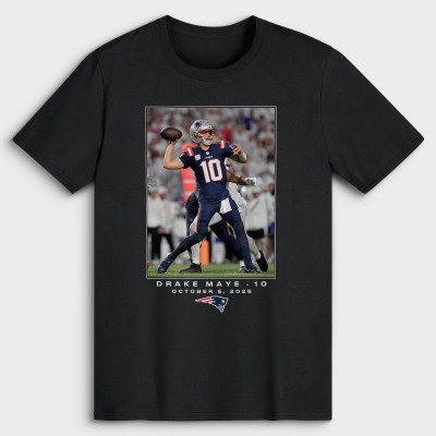 New England Patriots Drake Maye Black NFL Flash Features Week 5 T-Shirt
