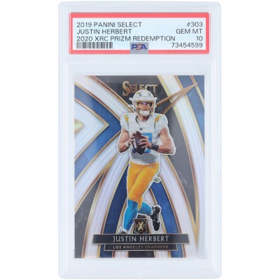 Justin Herbert Los Angeles Chargers 2019 Panini Select XRC Prizm Silver #303 PSA Authenticated 10 Rookie Card