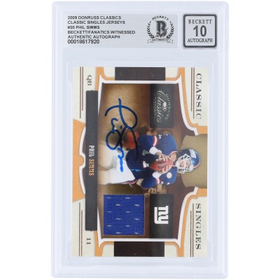 Phil Simms New York Giants Autographed 2009 Donruss Classics Classic Single Jersey Relic #20 #/250 Beckett Fanatics Witnessed Authenticated 10 Card