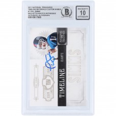 Phil Simms New York Giants Autographed 2011 Panini National Treasures Timeline Materials Custom Names Jersey Relic #7 #/99 Beckett Fanatics Witnessed Authenticated 10 Card