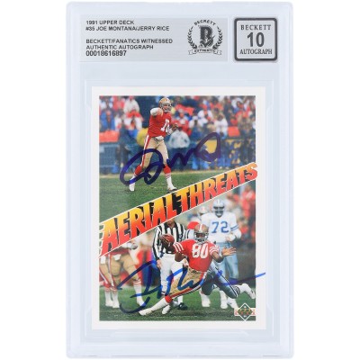 Joe Montana & Jerry Rice San Francisco 49ers Autographed 1991 Upper Deck #35 Beckett Fanatics Witnessed Authenticated 10 Card