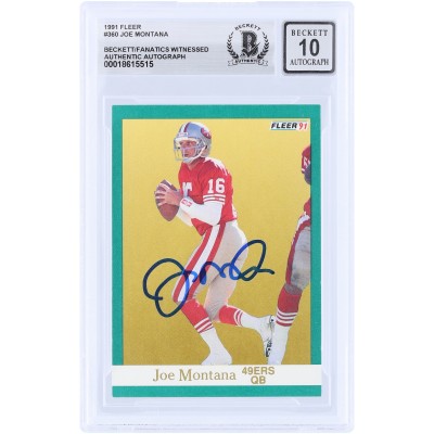Joe Montana San Francisco 49ers Autographed 1991 Fleer #360 Beckett Fanatics Witnessed Authenticated 10 Card
