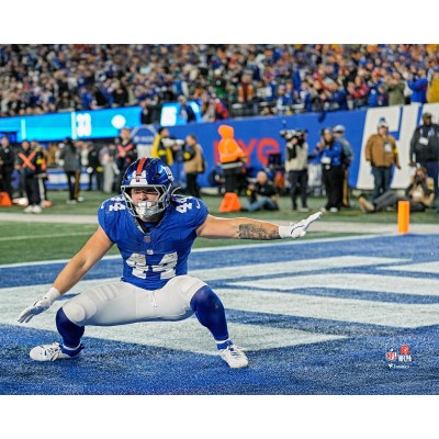 Cam Skattebo New York Giants Unsigned Fanatics Authentic 2025 Week 6 Celebration in 3 Touchdown Game Photograph