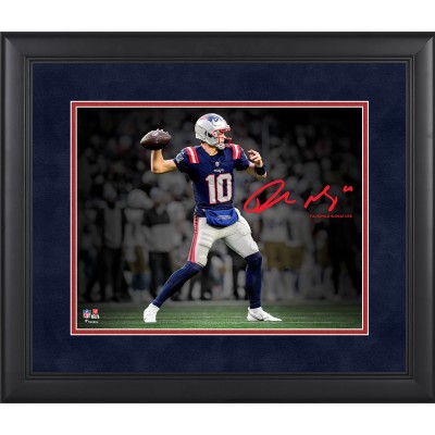 Drake Maye New England Patriots Facsimile Signature Fanatics Authentic Framed 11 x 14 Spotlight Photograph