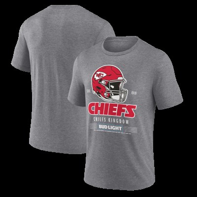 Kansas City Chiefs Heather Gray Bud Light Tri-Blend T-Shirt