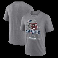 New England Patriots Heather Gray Bud Light Tri-Blend T-Shirt