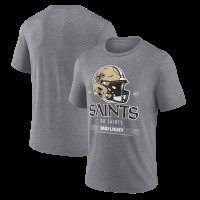 New Orleans Saints Heather Gray Bud Light Tri-Blend T-Shirt