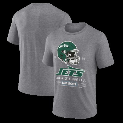 New York Jets Heather Gray Bud Light Tri-Blend T-Shirt