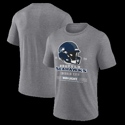 Seattle Seahawks Heather Gray Bud Light Tri-Blend T-Shirt