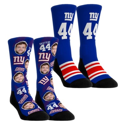Unisex New York Giants Cam Skattebo Rock Em Socks Player Football Guy Two-Pack Crew Sock Set