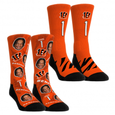 Unisex Cincinnati Bengals JaMarr Chase Rock Em Socks Player Football Guy Two-Pack Crew Sock Set