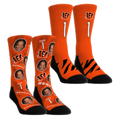 Unisex Cincinnati Bengals JaMarr Chase Rock Em Socks Player Football Guy Two-Pack Crew Sock Set