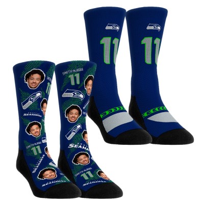 Unisex Seattle Seahawks Jaxon Smith-Njigba Rock Em Socks Player Football Guy Two-Pack Crew Sock Set