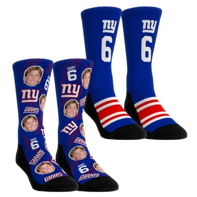 Unisex New York Giants Jaxson Dart Rock Em Socks Player Football Guy Two-Pack Crew Sock Set