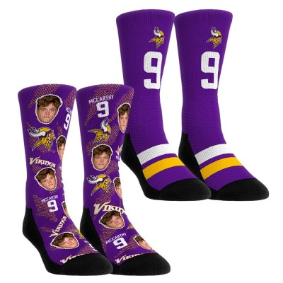 Unisex Minnesota Vikings J.J. McCarthy Rock Em Socks Player Football Guy Two-Pack Crew Sock Set
