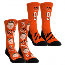Unisex Cincinnati Bengals Joe Burrow Rock Em Socks Player Football Guy Two-Pack Crew Sock Set