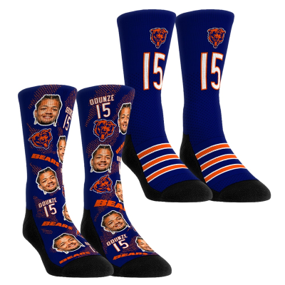 Носки Unisex Chicago Bears Rome Odunze Rock Em Football Guy Two-Pack Crew Set
