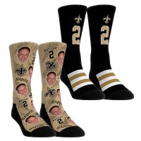 Unisex New Orleans Saints Spencer Rattler Rock Em Socks Player Football Guy Two-Pack Crew Sock Set