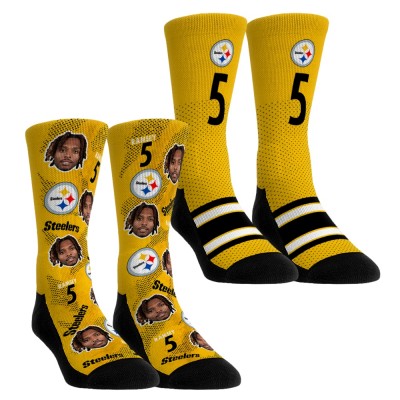 Unisex Pittsburgh Steelers Jalen Ramsey Rock Em Socks Player Football Guy Two-Pack Crew Sock Set