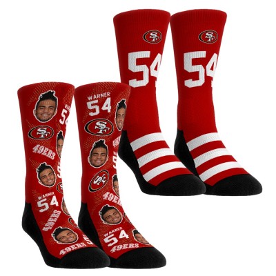 Unisex San Francisco 49ers Fred Warner Rock Em Socks Player Football Guy Two-Pack Crew Sock Set