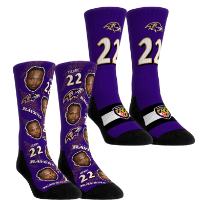 Детские носки Baltimore Ravens Derrick Henry Rock Em Football Guy Two-Pack Crew Set