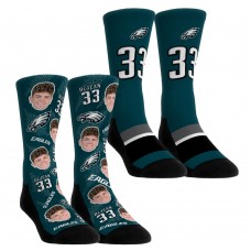 Подростковая Philadelphia Eagles Cooper DeJean Rock Em Socks Player Football Guy Two-Pack Crew Sock Set