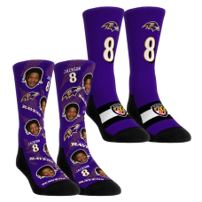 Детские носки Baltimore Ravens Lamar Jackson Rock Em Football Guy Two-Pack Crew Set